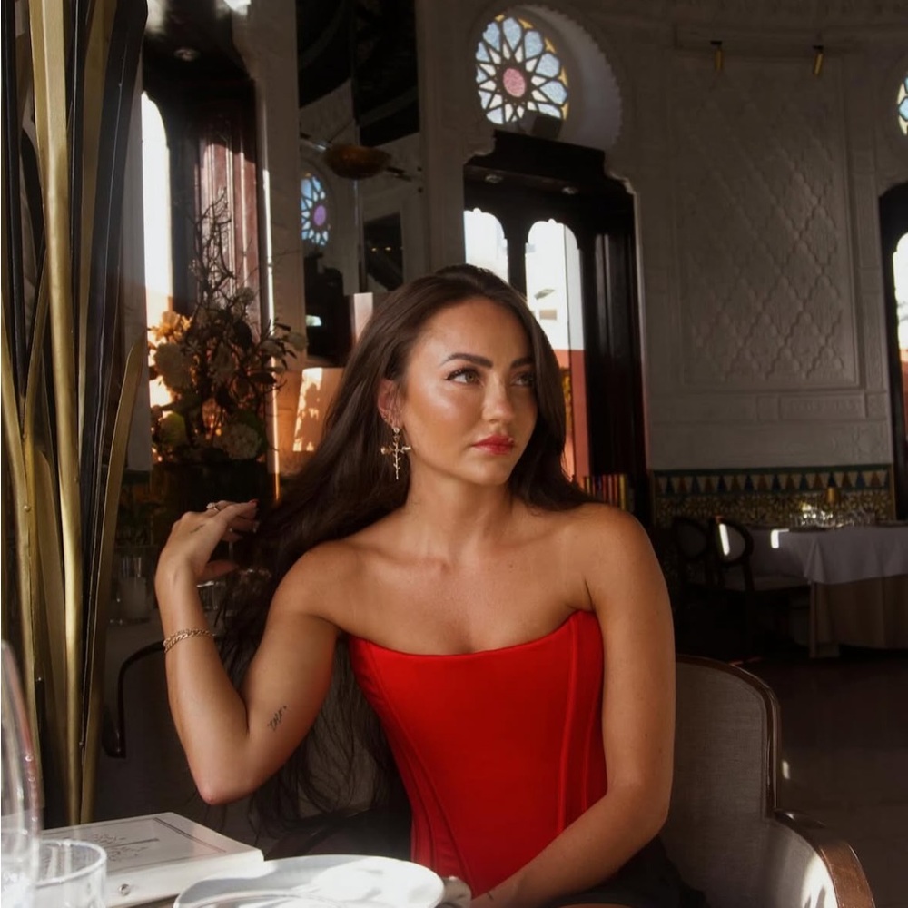 House of CB red satin Corset top